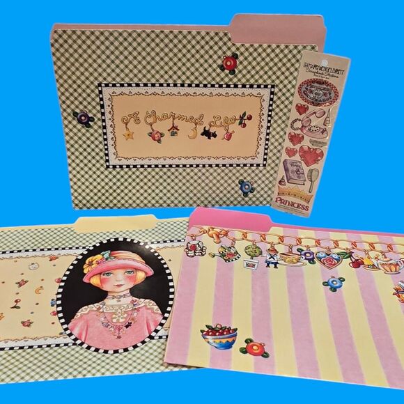 2004 Mary Engelbreit Charmed Life Y2K File Folders Vintage ME Princess Stickers - Picture 5 of 13